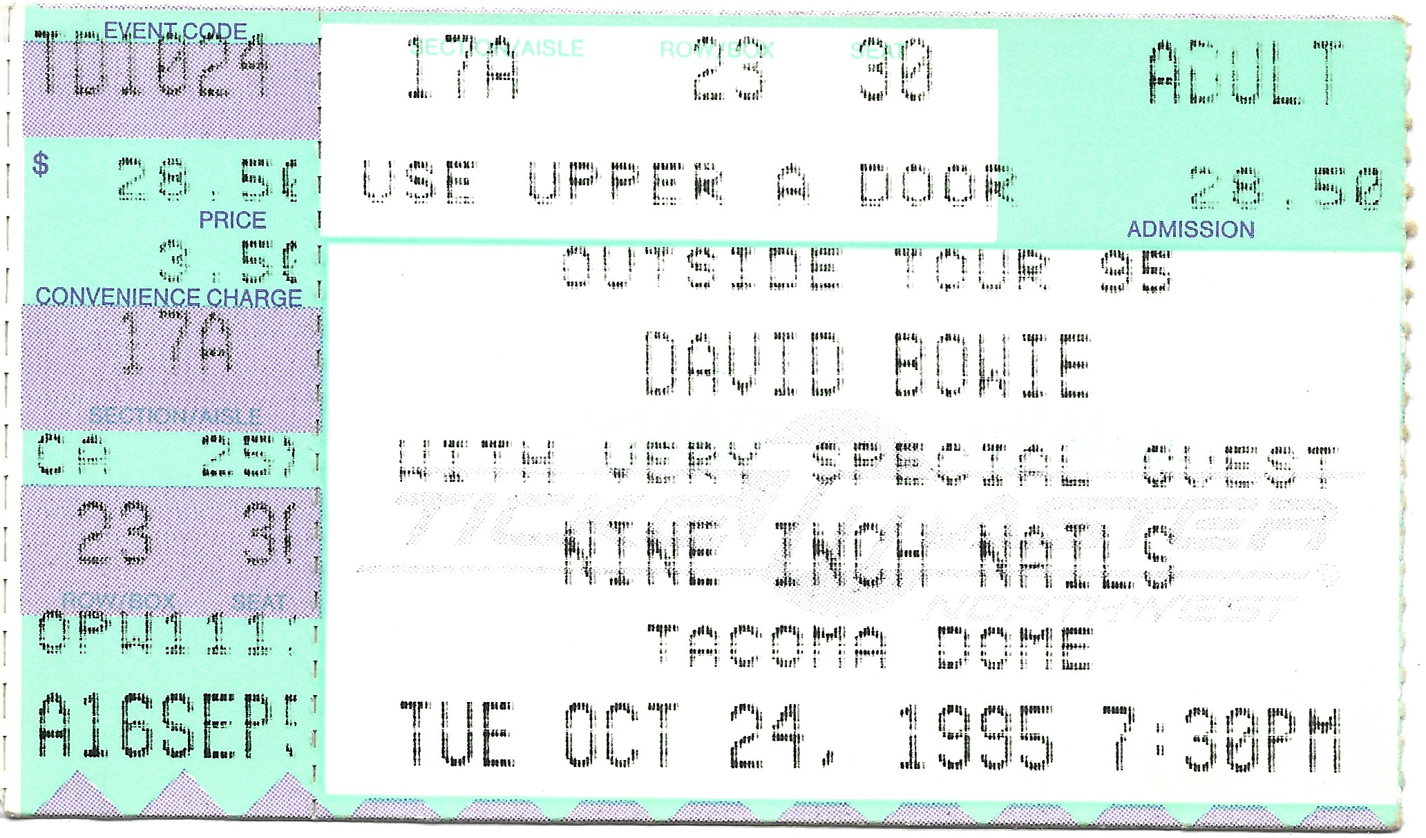 10/24/1995 Tacoma Ticket