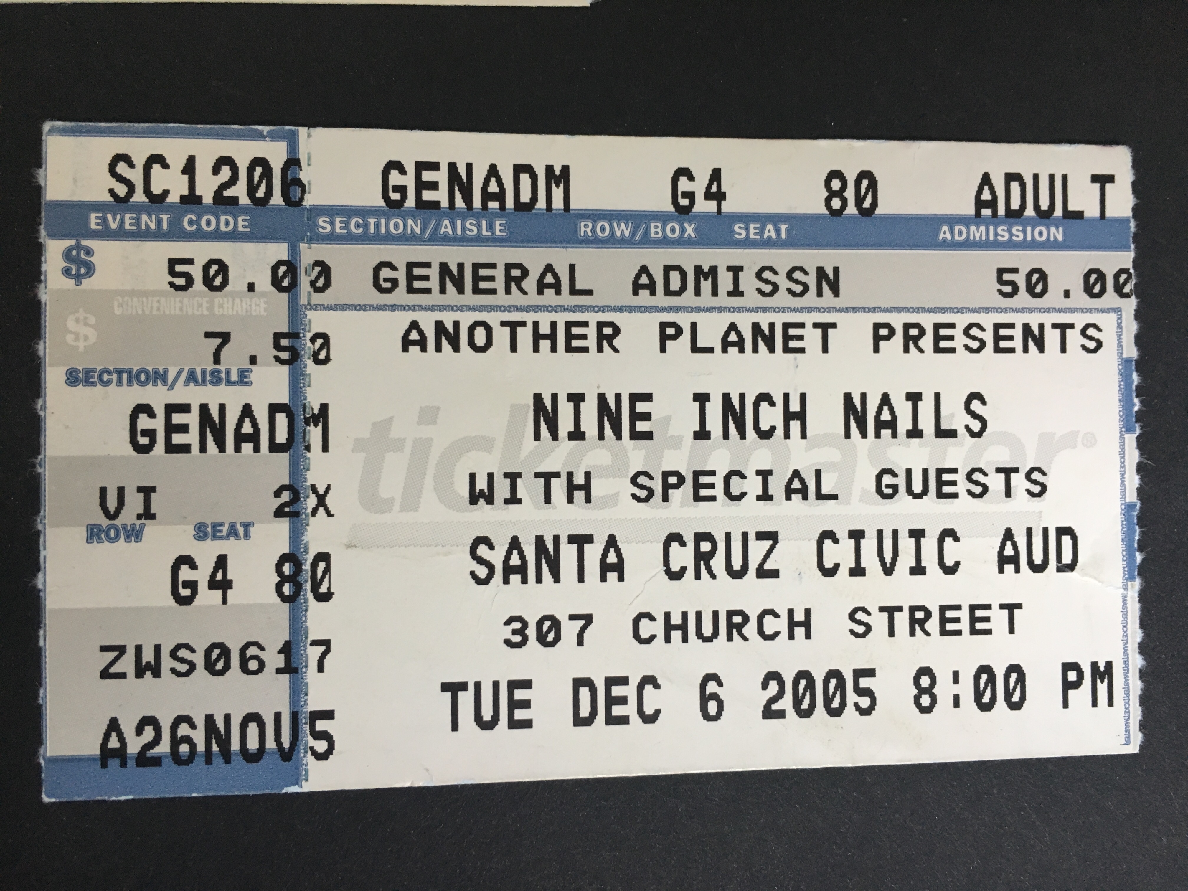 12/06/2005 Santa Cruz Ticket
