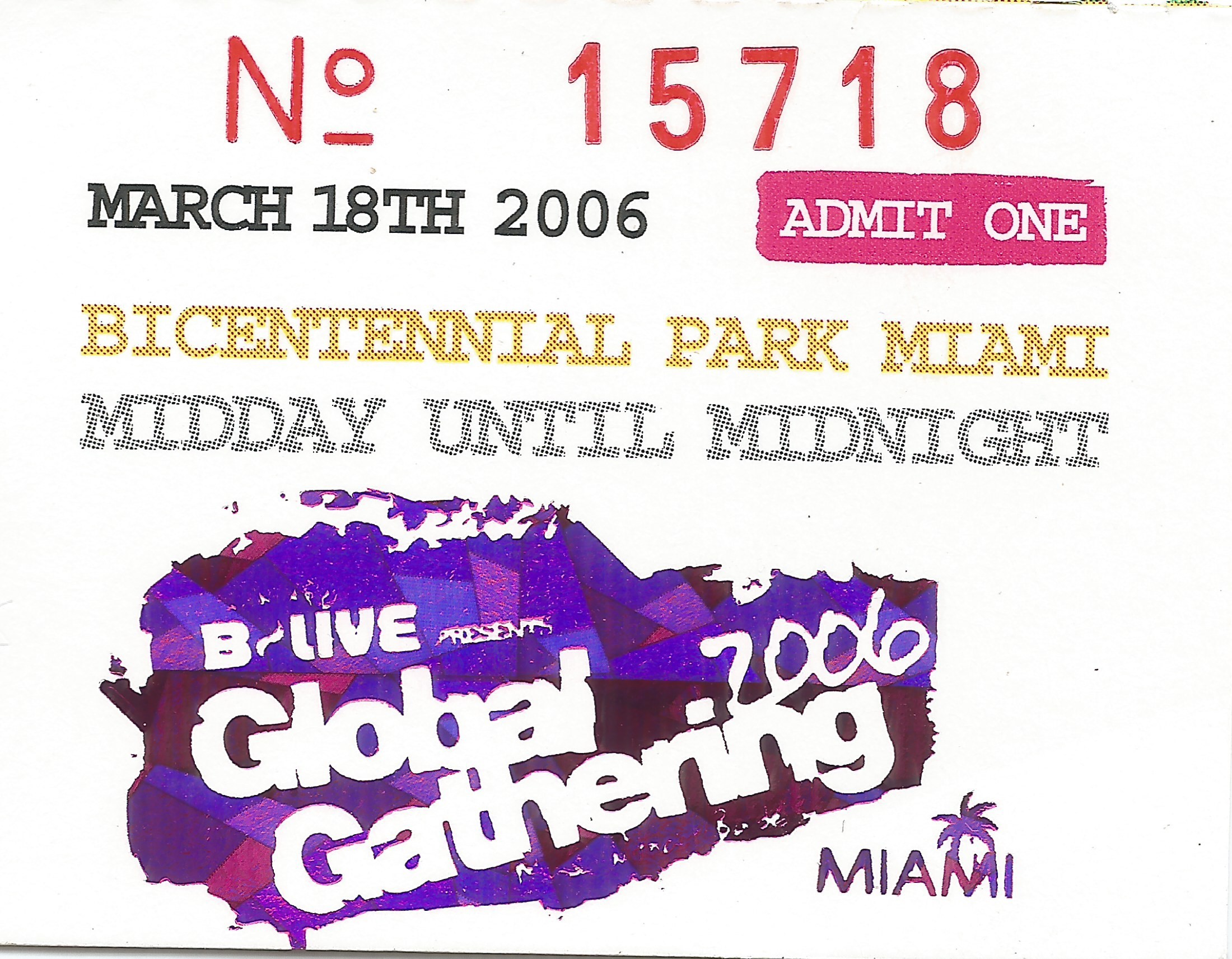 2006/03/18 Miami Ticket
