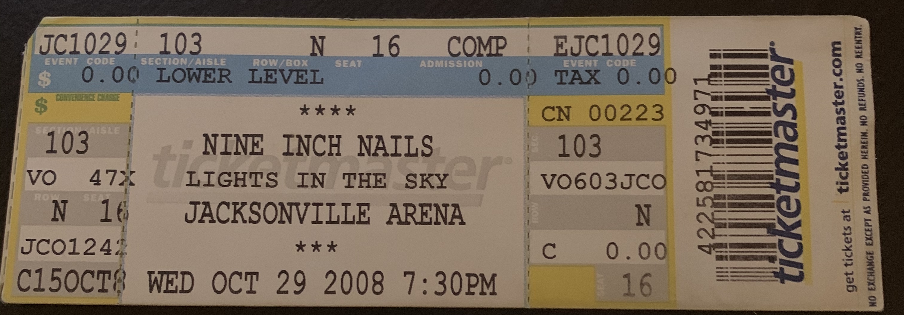 2008/10/29 Ticket