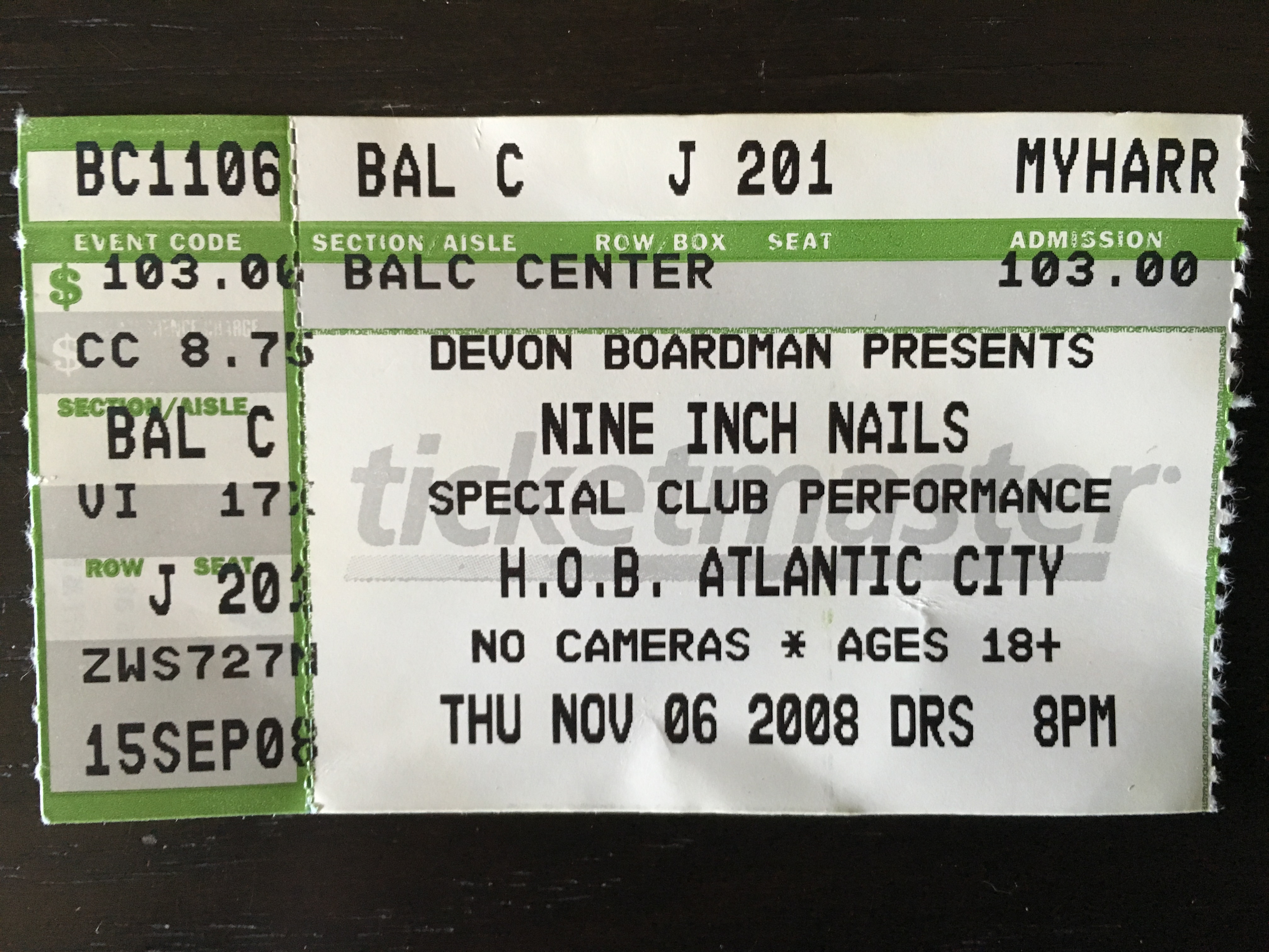 2008/11/06 Ticket