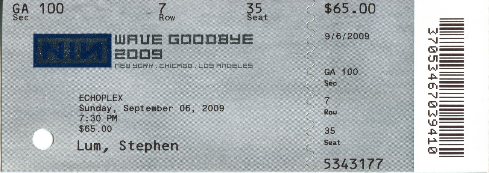 2009/09/06 Ticket