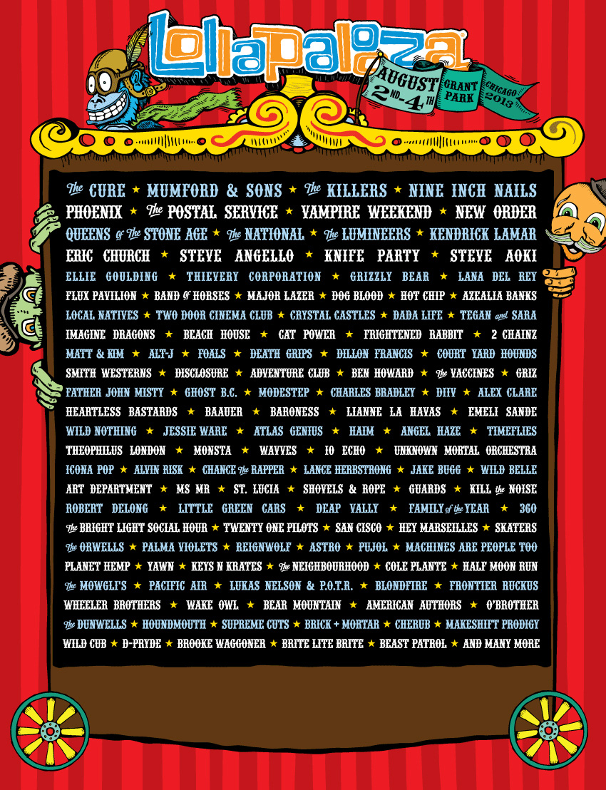 2013 Lollapalooza Lineup