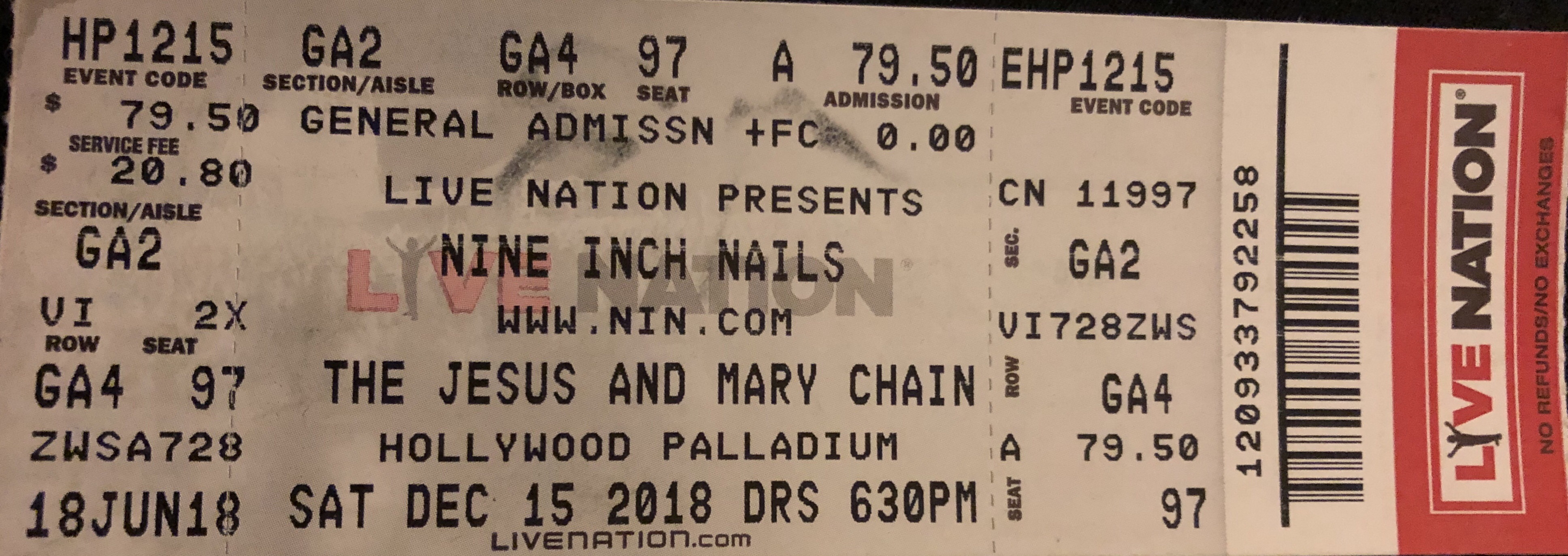 12/15/2018 LA Night 6 Ticket